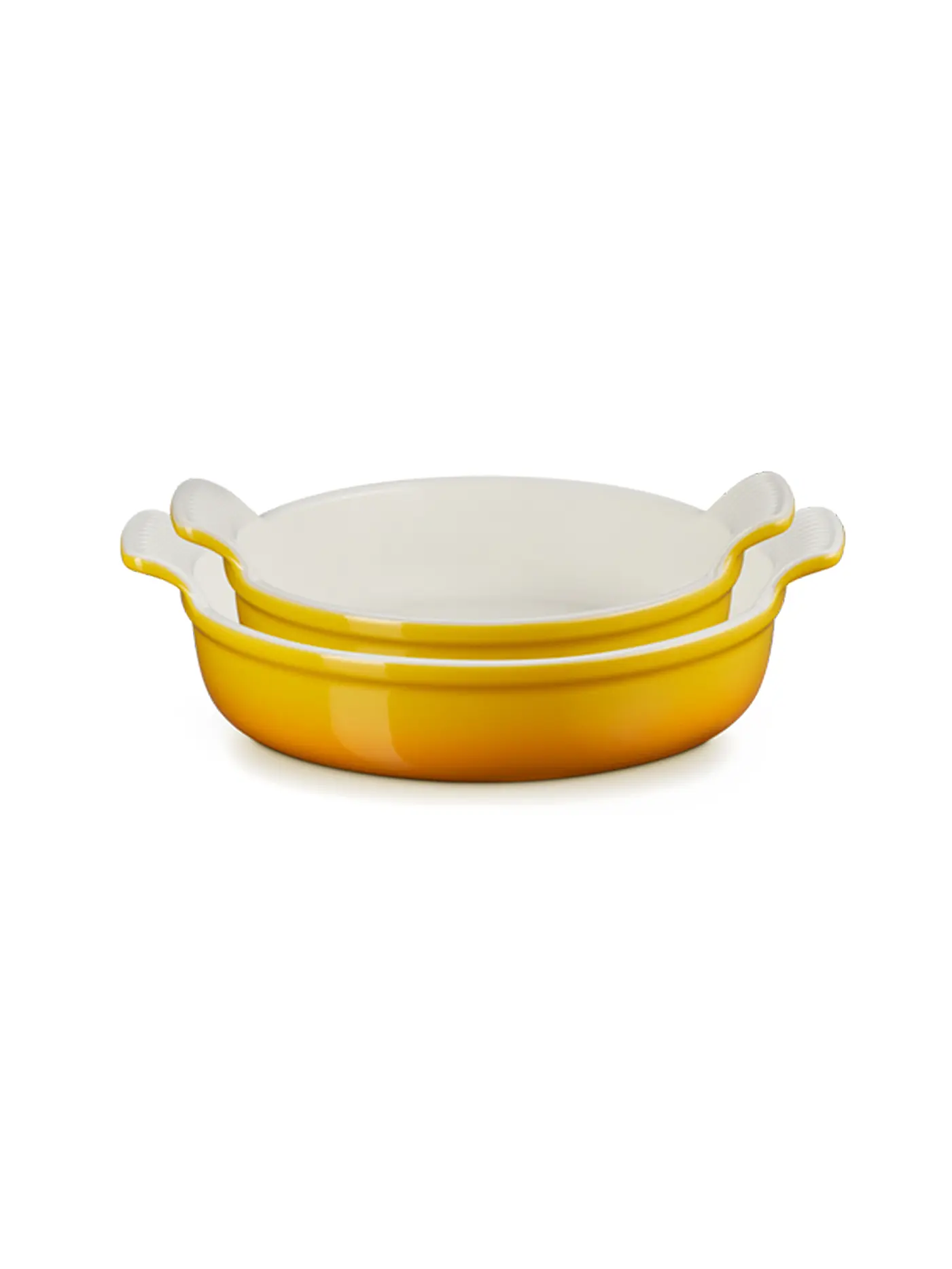 LE CREUSET | Runde Auflaufform Tradition aus Steinzeug 20cm und 24cm 2er-Set Flint | gelb